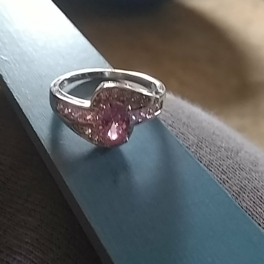 Solid Sterling Silver 925 Ring With Pink Stone - image 5
